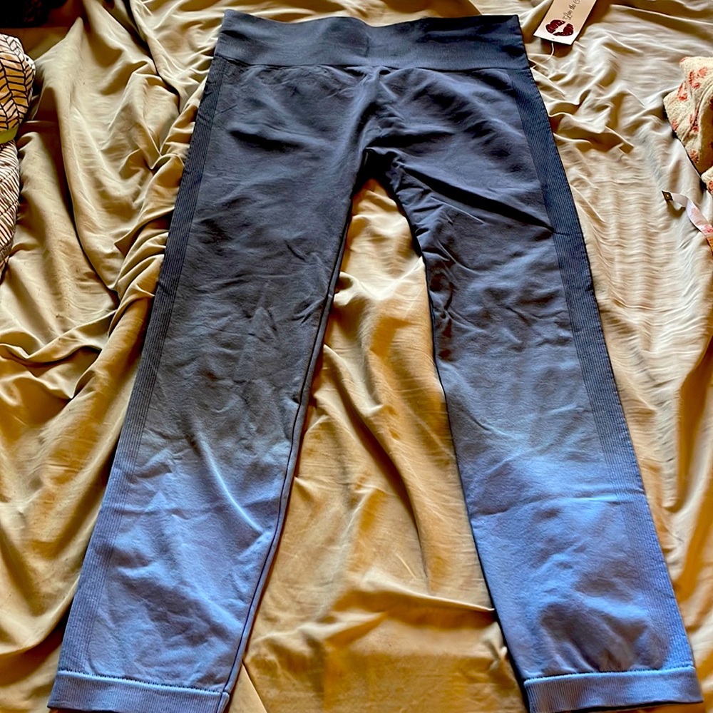 NWT Rhonda Shear grey blue ombré leggings size XL
